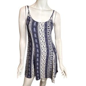 NWT HOLLISTER Women’s XS Double Strap A-Line Swing Mini Dress Blue Lace Up Back